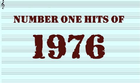 Number one song 1976 - 1976 Pop Top 100 Songs, 100 top songs in pop music for the year in order by most popular song, at Tunecaster Encyclopedia. Home. 1960s. 1970s. 1980s. 1990s. 2000s. 2010s. One Hit ... 1976 Number One Pop Song Calendar. number one pop songs on any date, birthday, wedding, graduation, etc:
